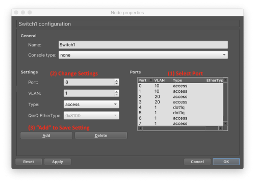 GNS3 Switch VLAN Configuration