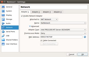 VirtualBox Set Network NIC